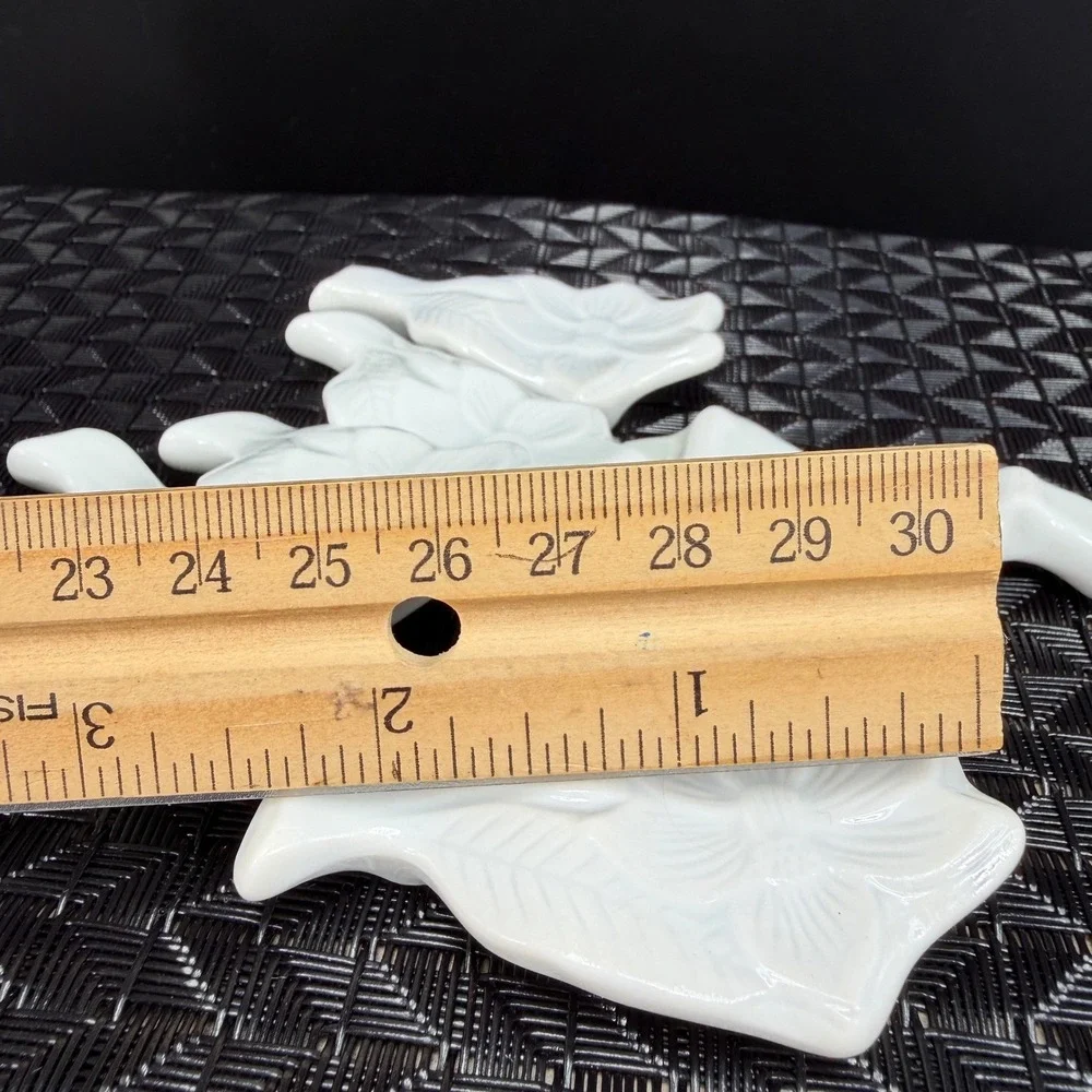 Vintage White Porcelain Floral Chopstick Rests Set of 6 Embossed Flower Leaf VTG